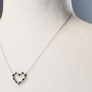 Fine Jewelry Ruby+Diamond 14KT WG Heart Neckace